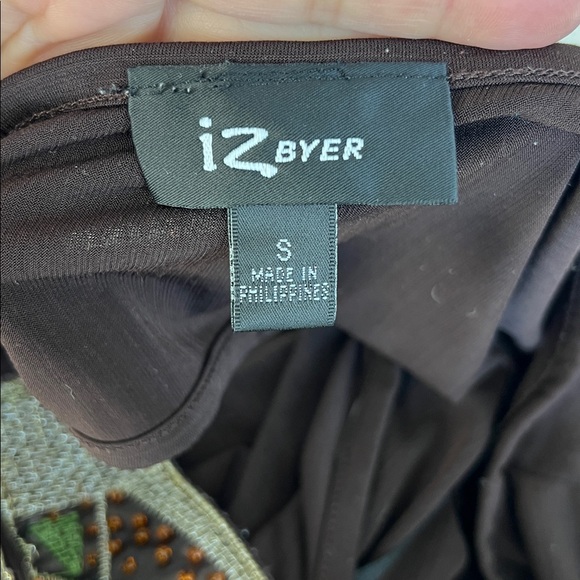 Iz Byer Chocolate Halter Dress with Beaded Detail small - Picture 5 of 5